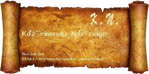 Körmendy Nándor névjegykártya