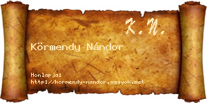Körmendy Nándor névjegykártya